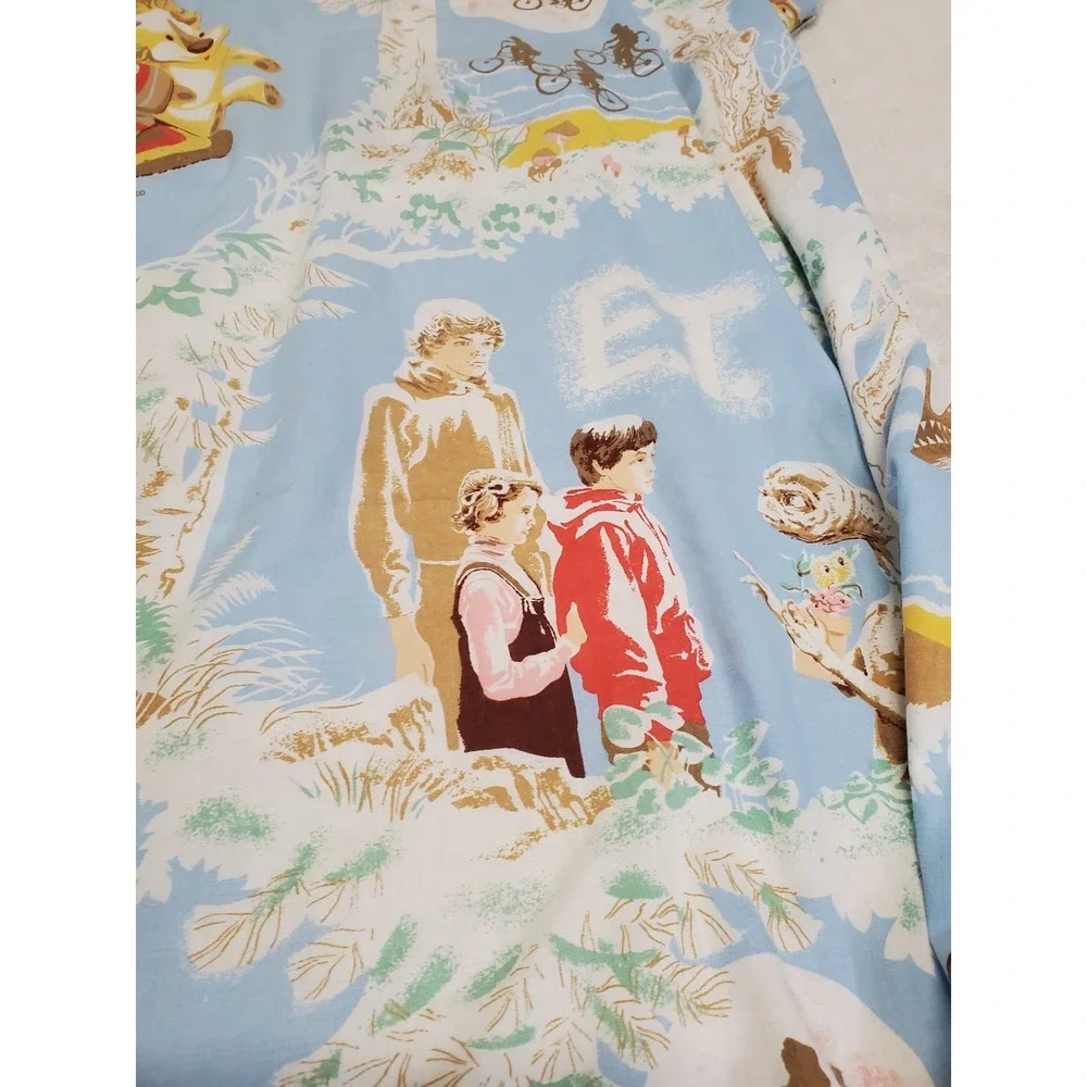 Vintage 1982 80s Light Blue ET the Extra Terrestrial Fabric Twin Fitted Sheet